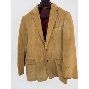 Mens Tan Wide Wale Corduroy Blazer Two Button Sport Coat Jacket Tan